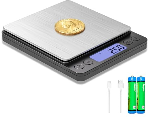 SKEAP Coin Scale to Weigh Coins, 1kg/0.01g High Accuracy Gram Scale for Coin Collectors, Gold and Jewelry, with USB Charging, LCD Display, PCS Counting, Includes Charging Cable and AAA Batteries