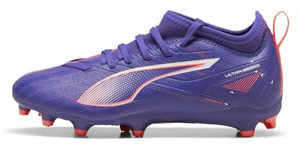 PUMA Ultra 5 Match FG/AG Jr Soccer Shoe, Lapis Lazuli White-Sunset Glow, 28 EU