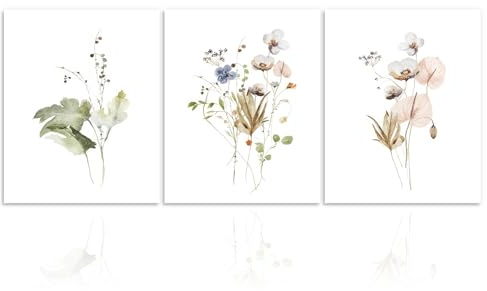 Dazzlewall Posters Decorativos de Pared Boho Granja, Cuadros de Arte Botanico Decoracion de Pared para Salon Dormitorio Baño Impresiones en Lienzo 30x40 cm Sin Marco Set de 3