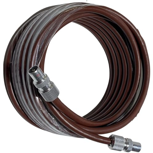 Inbrackets Tv Aerial Coax Cable RF Lead Male Plug to Plug with Coupler (Brown, 2 metres)