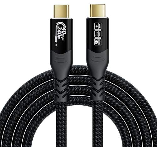 MOPOCHG Cavo Thunderbolt 4 da 2M, Cavo USB4 Supporta Display Hd 8k, Trasferimento Dati a 40 Gbps, Cavi di Ricarica Rapida da USB C a USB C 240W per iPhone 16 15 Pro, Galaxy S24, Laptop Di Tipo C