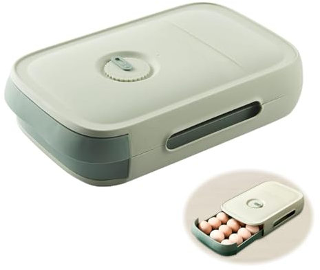 (Grün 1pcs) Eieraufbewahrungsbox, Eierbox mit Schublade, Stapelbarer Eierhalter, Automatische Eierbox, Mehrzweck-Eierbox für Kühlschrank Küche Neuest Eier Aufbewahrungsbox 20 Eier eier-aufbewahrungsbo
