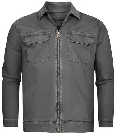 Indicode Herren INRusso Langarm-Hemd mit Zwei Brust-Taschen und Reißverschluss | Herrenjacke Männer Raven, M