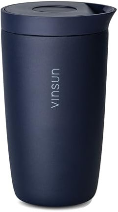 VINSUN Taza Térmica Café para Llevar 350ml - Sin Fugas, Reutilizable, Doble Pared, Acero Inoxidable, Bebidas Calientes y Frías - Termo Café con Cierre Quick Press