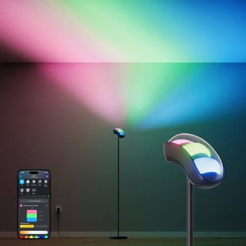 Govee Deckenfluter LED Stehlampe, RGBWWIC 3-Zone Control Stehleuchte, Matter Alexa Kompatibel, 77 Szenen, Musik Sync, 170cm Stehlampen Schwarz für Wohnzimmer Schlafzimmer Deckenbeleuchtung Deko