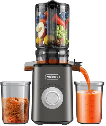 Entsafter Slow Juicer mit 120mm XL-Einfüllöffnung für ganze Gemüse und Obst, 600 mL Saftbehälter, einfache Reinigung, Elektrische Saftpresse für Familien, Fitness & Gesundheitsbewusste (Weiß)