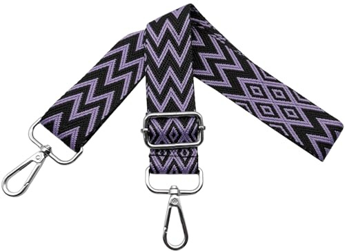 Fickremmar för byte, justerbar axelrem för väskor, väskrem bred 3,8 cm axelrem med karbinhake silver, axelrem för damer bärrem väskor DIY, svart/lila, X21