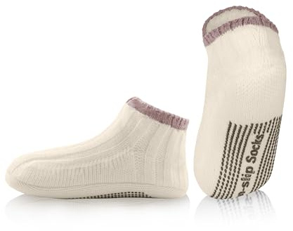 WOTENCE WOTNCE Chaussettes Chaussons Femme Hiver Chaud Antidérapantes Chaussettes Epaisses en Polaire Doublée pour Dames Chaussettes Chaudes Maison(Blanc Antidérapant)