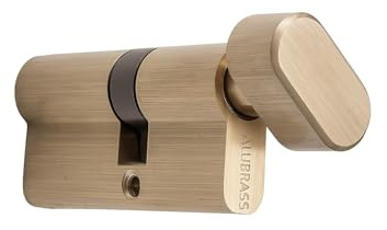 Cylindre de serrure à bouton 30/55 mm - Avec bouton rotatif et 3 clés - Cylindre profilé pour porte d'entrée et porte d'appartement - Serrure de porte pour sécurité et confort au quotidien - Laiton