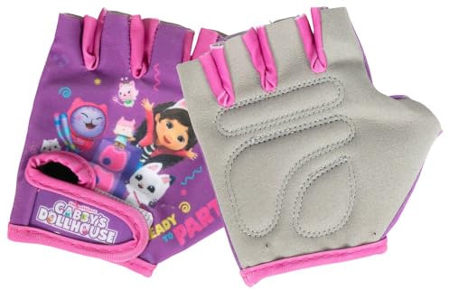 Tataway Guantes de Bicicleta Gabby's Dollhouse para niñas, Talla 5, Antideslizantes con Palma Reforzada, Transpirables y Ajustables con Cierre de Velcro para Bicicletas y patinetes