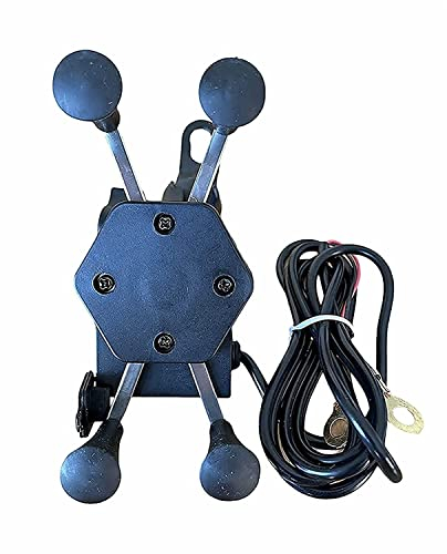 evermotor Handyhalterung Motorrad, 360°Drehbar Handyhalter mit USB Ladegerät, Universal Motorrad Halterung, für GPS ATV Roller Moped und alle 3,5-6,5Zoll Smartphone, Schwarz