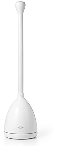 OXO New Toilet Plunger with Holder, White Good Grips WC-Saugglocke mit Halter, Kunststoff, Weiss/opulenter Garten