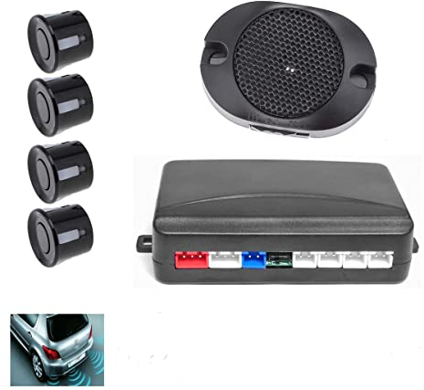 ePathChina Car Parking Sensor System, 4 Sensors Buzzer Car Reverse Backup Radar System with Audible Alarm Buzzer, Waterproof Car Vehicle Back Assistant (Black)