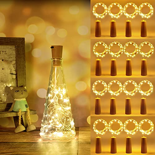 Vicloon Luce Bottiglia,12 Pezzi Luci per Bottiglie 2 M 20 Micro LEDs Bianco Caldo Luci Led a Batteria,Lampada a fili di rame, Decorazione per Bottiglie, Festa,DIY