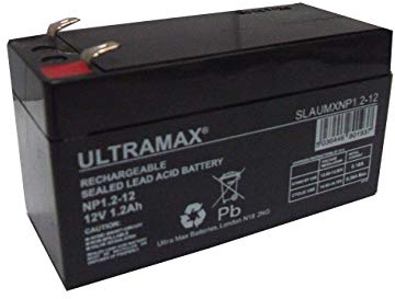 ULTRAMAX 12V 1.2AH AGM VRLA Rechargable - PIGEON FLAPPER REPLACEMENT Battery Also replaces Yuasa NP1.2-12