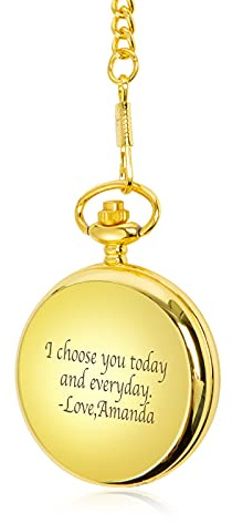 Luyu Montre de Poche Personnalisée avec Texte Gravure Montres de Poche avec Chaîne Classique pour Le Cadeau pour Hommes pour l'anniversaire Jubila Day Pères Day Noël