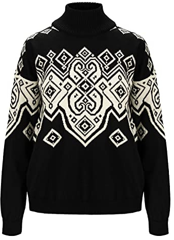Dale of Norway Falun Heron Sweater for Women 100% Wool Pullover Ladies Sweaters Black Off White