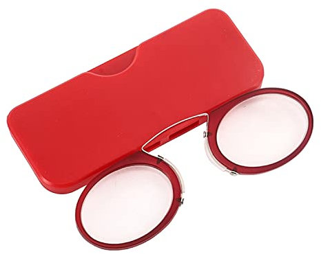 GERUI Lesebrille 2.0 Dioptrien Damen Herren Monokel Lesehilfe Mini Nasenclip Randlose Lesebrille (Rot, 1.5, diopters)