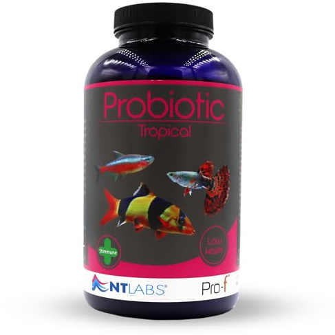 NT Labs Pro-f Probiotic Tropical Fish Food Granules (360g) | Floating and sinking granules with spirulina. Probiotic low-waste formula enhances tropical fish digestion and vibrant colour