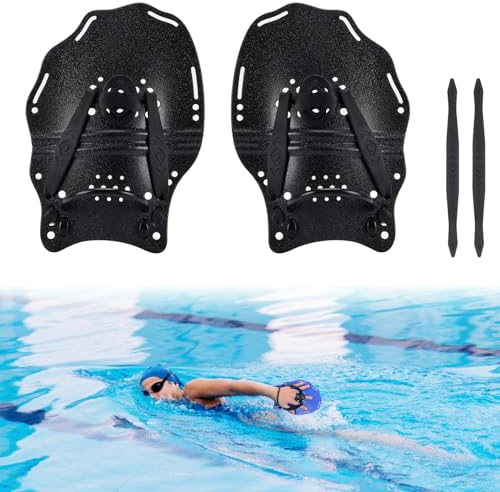 BOOSTEADY Schwimmpaddel Handpaddel Schwimm Trainingstool Schwimmhilfe Schwimmzubehör für Kinder, Schwarz