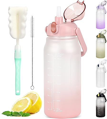 GXCROR Wasserflasche mit Strohhalm, 100 % auslaufsichere Wasserflasche, BPA-freie Wasserflasche, reißfeste Trinkflasche für den täglichen Gebrauch, Fitness und Outdoor-Aktivitäten