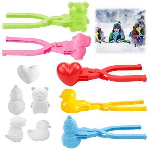 Schneeballzange, 5 Stück Schneeball Former, Winter Schneeball Form Spielzeug, Sandball Schneeball Snowball Clip, Schneeball-Maker-Werkzeug mit Griff, Schneeball Clip für Kinder im Freien Spielen