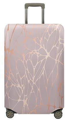 Mateju Kofferschutzhülle Elastisch Kofferhülle, 3D Grüner Marmor Cover Reisekoffer Hülle Trolley Case Schutzhülle Luggage Cover Waschbare Staubdichte Kofferbezug (Rosa Gold Linie,L)