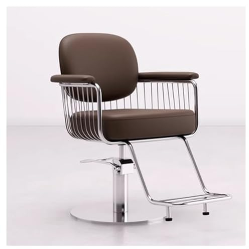 Barber Chair, Salon Chair for Hair Stylist Salon Barber Chair, 360 Degree Swivel Styling Chair with Footrest & Adjustable Height, Professional Hairdressing Chair for Barber Shop Tattoo Shop,Brown