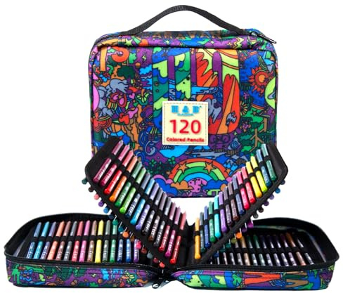 H & B 120 Oil Based Coloured Pencils Artist Colouring Pencils with Colouring Book Art Sets for Adults Artists Beginners