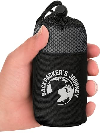 Backpacker's Journey Hüttenschlafsack Ultraleicht (nur 265g) aus 100% Baumwolle. Hygieneschlafsack ohne Reissverschluss (Keine Wärmeleistung) - Grau