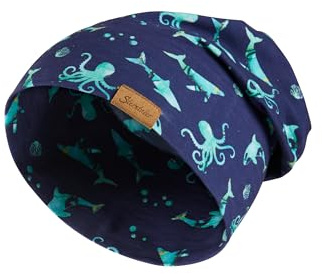 Sterntaler Berretto Sott'Acqua – Cool Baby Beanie in Filato di Fiamma Jersey con Stampa Allover Animali marini – Ragazzi Protezione UV 50+ Berretto – Regolabile – Baby e Bambini, Blu, 55
