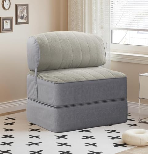 BNCKTRD 2 en 1 Colchón Plegable de Sofa Suelo para Adultos - Sofá Cama Convertible Individual, Sillón Cama Plegable, Sofá Perezoso Compacto para Habitaciones Pequeñas Gris