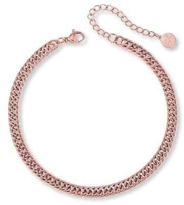 GD GOOD.designs Tobillera para mujeres en rosado - Tobillera impermeable ajustable (22-27 cm) I Joyas de tobillo de acero inoxidable rosado para mujeres