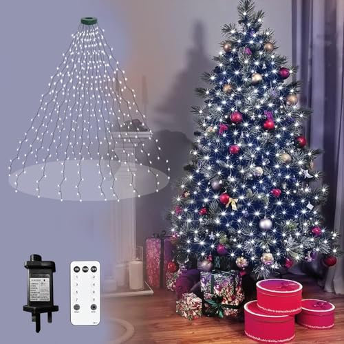 Neonawall Christmas Tree Lights 2m 400 LED String Plug in Fairy Lights Mains Powered Xmas Decorations 16 Strands 8 Modes Remote Waterproof for Indoor Outdoor Decoration