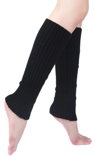 Puños largos punto lana, 1 par calentadores tobillo, calentadores piernas largos para mujer, calentadores piernas con puños punto crochet invierno, para mujeres y niñas, negro, 40 cm