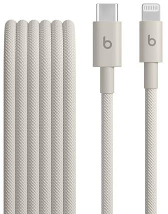 Beats USB-C auf Lightning Gewebtes Kabel, Schnelles Laden, Langlebiges und Verwicklungsfreies Design, Kompatibles Ladegerät für Apple Produkte mit Lightning Anschlüssen (1,5 m) – Energie-Grau