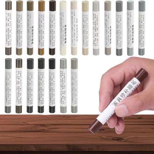 20PCS BMYUK Colorful Furniture Repair Kit Wood Filler Stick Laminate Floor Repair Kit Touch Up Markers for Multi-Surface Scratches Holes Tables Desks Wooden Floor Laminate Covers Gray Series
