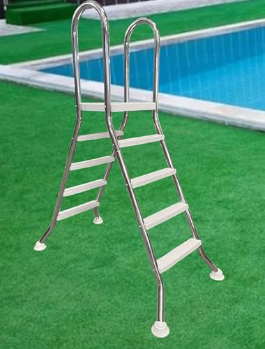 AIBOTY Scala per Piscina Fuori Terra a Doppia Faccia a 4 gradini Scale per Piscina in Acciaio Inossidabile Scala a Ponte con gradini Antiscivolo Supporti 500 libbre per Piscine Fuori Terra da 52''