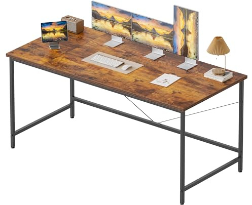 Mericonia Basic Computer Desk, 3 pieces Desktop, 140x50cm, Brown | Office Desk with Simple design, industrial style, Modern PC Desk for Home & Office, Easy Assembly
