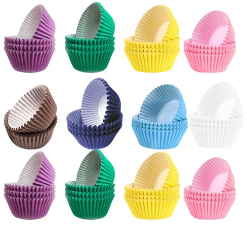 VALICLUD 800 St Färgglada Pappersbakformar med Starkt Oljeskydd och Förstärkt Botten Engångs Cupcake Wrappers för Bröllop Födelsedagsfest och Hembakning Säker för Muffins Choklad och Mochi