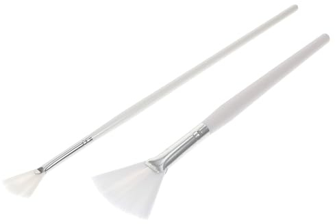 Cabilock Cepillo Aplicador de Mascarilla Facial Paquete de 2 Unidades Blanco de Aluminio y Nylon, Fácil de Limpiar, Adecuado para Áreas Pequeñas del Rostro