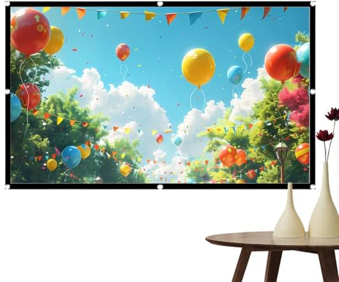 Portable Projector Screen - Foldable Magnetic Roll Up Movie Screens for Large Displays | Lightweight Design with Quick Setup and Durable Material for Parties, Churches, Movie Nights, 87.01x