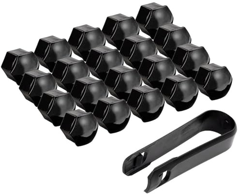 WENINETIES 20 Piezas Coche Tuerca Coches Ruedas para Seat Ibiza 6L 6J 6P Leon FR 5F, Tapas para Tuercas Tapones Tornillos Ruedas Coche Ruedas Cubierta Tuerca,Bla-ck-17mm