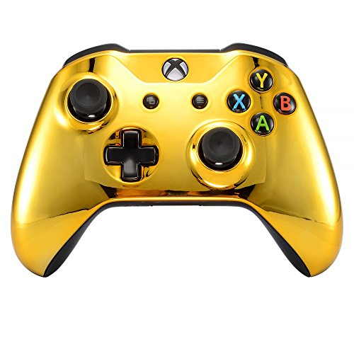 eXtremeRate Front Hülle Case für Xbox One S&X, Custom Glossy Skin Cover Vorderseites Gehäuse Faceplate Shell Ersatzteile für Xbox One S/X Controller Modell 1708-Chrome Gold