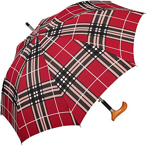 happy rain selection Automatik-Stützschirm mit Fritzgriff aus Holz - Rot (83 cm)