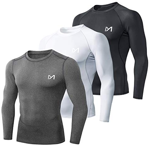 MEETYOO Camiseta Compresion Hombre, Ropa Deportiva Manga Corta/Larga Base Layers Secado Rápido para Running Gym Ciclismo Camisa