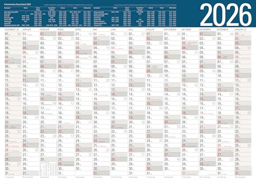 XXL Wandkalender 2026 großer Jahresplaner übersichtlicher Büroplaner für Planung und Organisation Plakatkalender 96x68 cm
