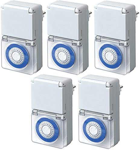 Brennenstuhl Zeitschaltuhr MMZ 44, mechanische Timer-Steckdose (Tages-Zeitschaltuhr, IP44 geschützt, Kindersicherung & Schutzabdeckung) Farbe: weiß (5, IP44 geschützt)