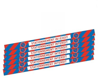 AUA SIGNALETIQUE - Lot de 6 Bandes de Marquage au Sol - stationnement Interdit - Autocollant laminé - 1300x100 mm