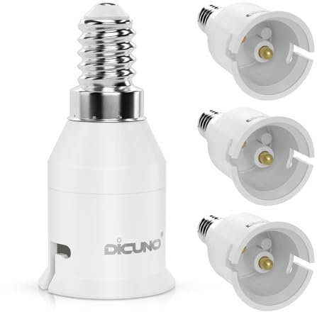 DiCUNO E14 vers B22 Adaptateur de douille de 4 pièces Adaptateur de Convertisseur de douille base de lampe de haute qualité pour ampoules LED, incandescence et fluocompactes